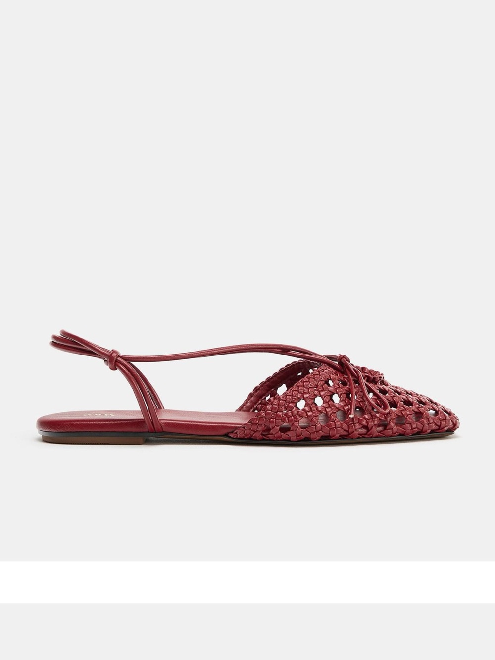 Zara Woven Slingback Fisherman Flat Sandals Burgundy Red NWT - Picture 2 of 9